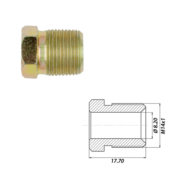 Штуцер метал M14-Ø8