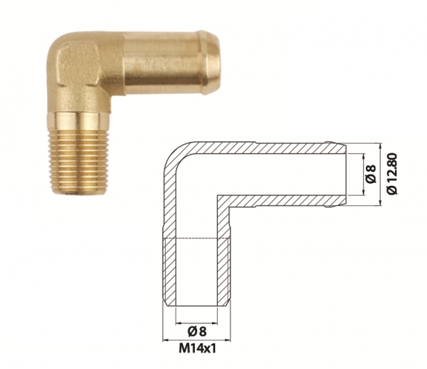 Уголок 90° M14x1 / Ø 12 mm