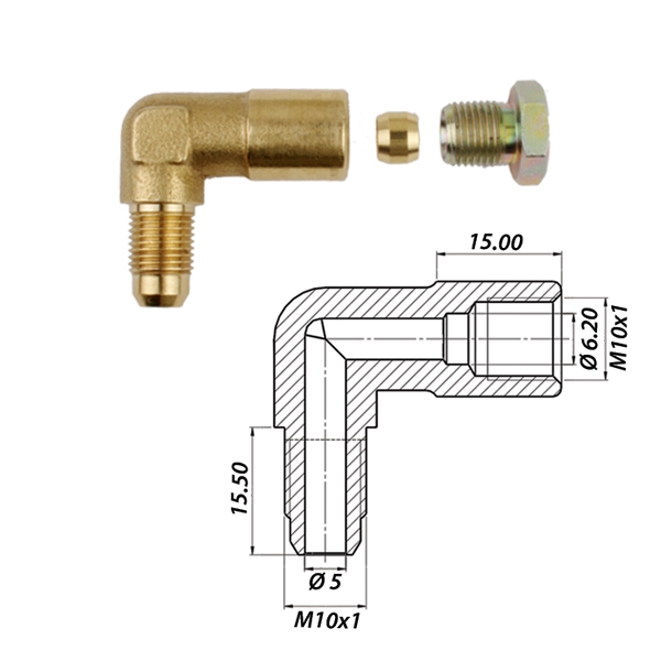 Уголок 90° M10x1 / M10x1