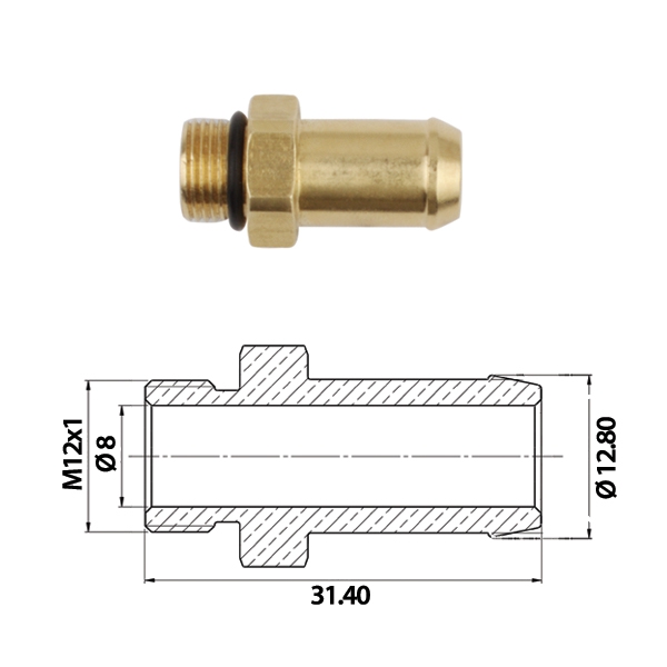 Переходник с уплотнительным кольцом M12 - Ø12