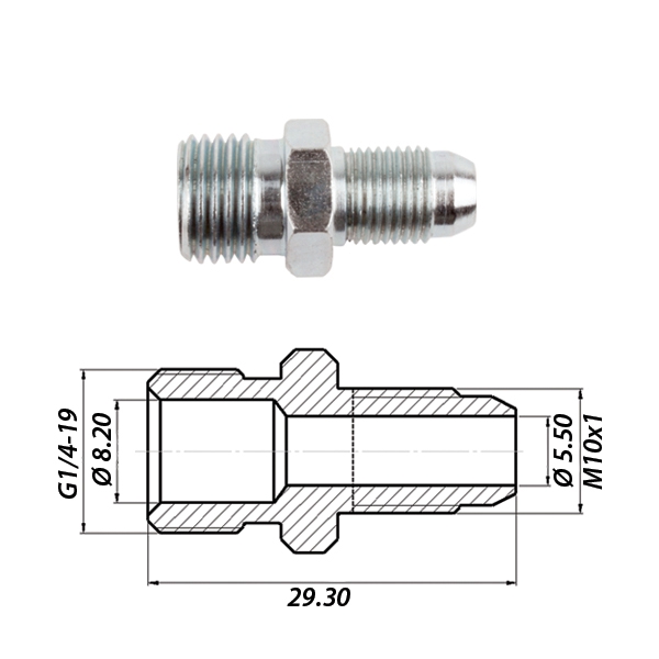 Соединитель метал M10x1 / G1/4-19