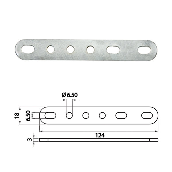 Кронштейн стальной 124 x 18 x 3,00 mm