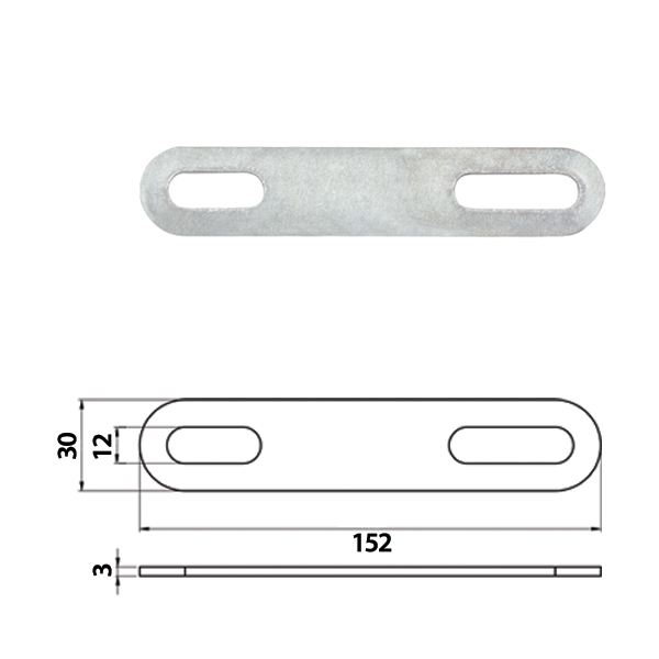 Кронштейн стальной 152 x 30 x 3,00 mm