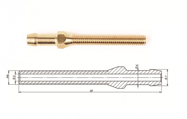 Штуцер впускного коллектора М6/Ø6 60mm