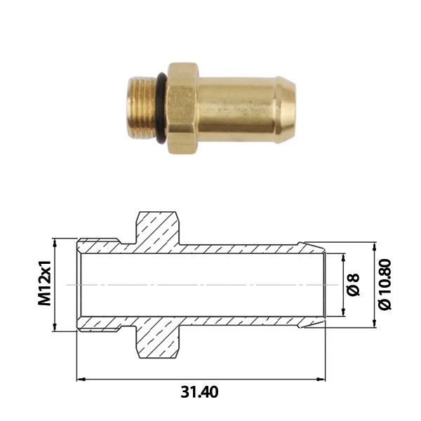 Переходник с уплотнительным кольцом M12 - Ø10