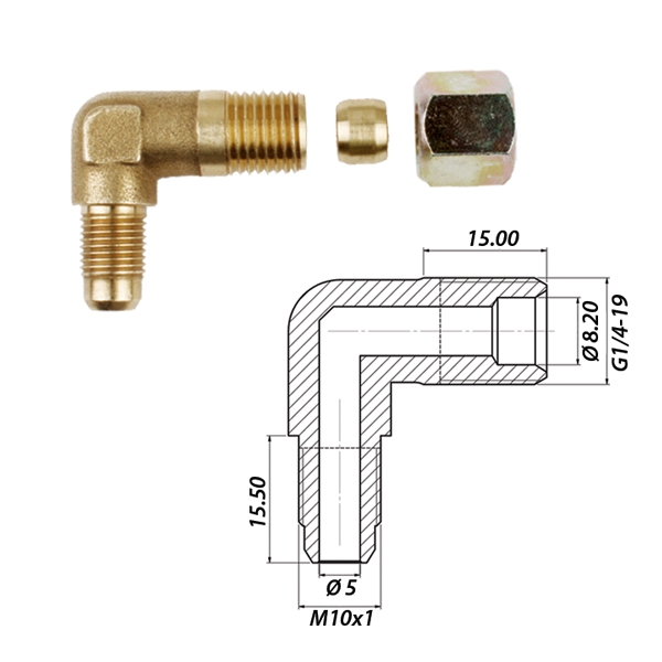 Уголок 90° M10x1 / G1/4-19