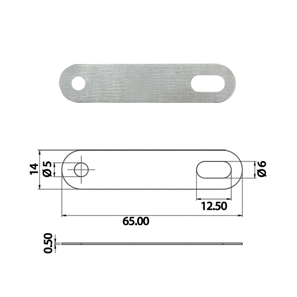 Крепления трубки 65,00 x 14,00 x 0,50 mm